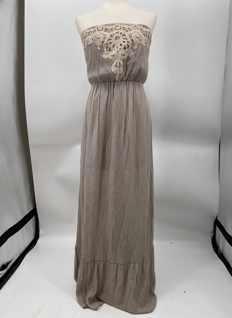 LC Lauren Conrad Gray Strapless Maxi Dress | Size S